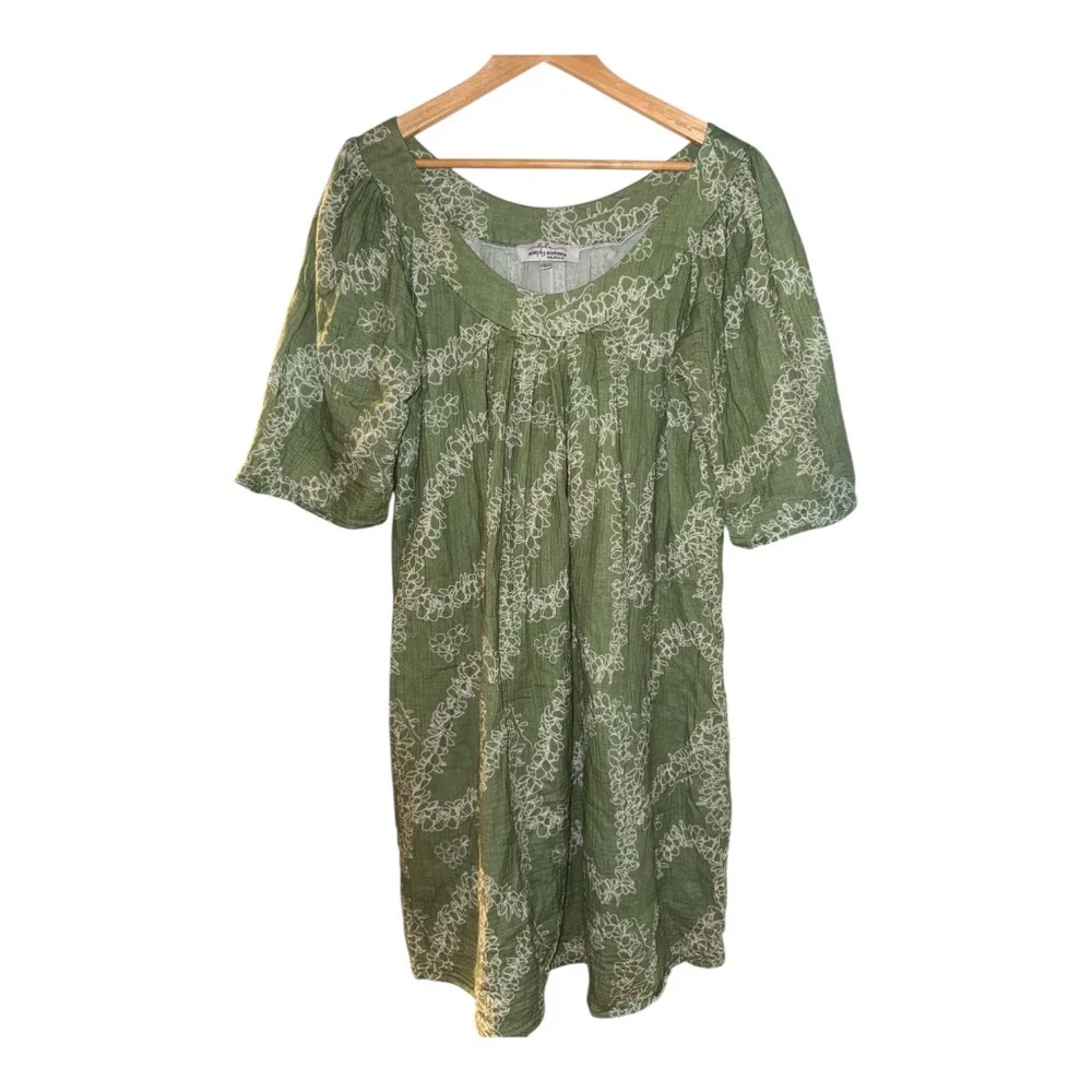 Simply Sisters Lola Hawaii Gauze Lei Print Dress L - Picture 1 of 3